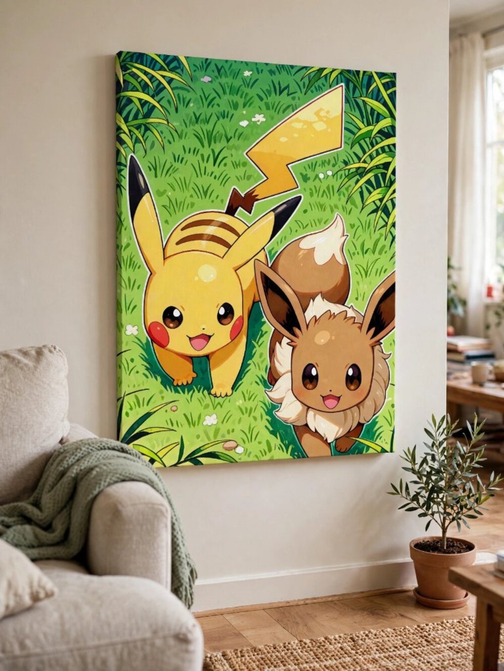 Pokemon Pikachu and Eevee Canvas Print | Wall Art